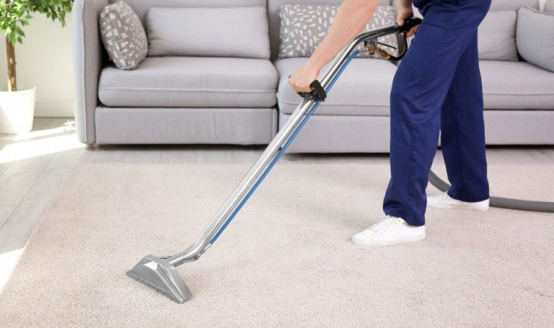 Cropped picture of a professional vacuuming the carpet