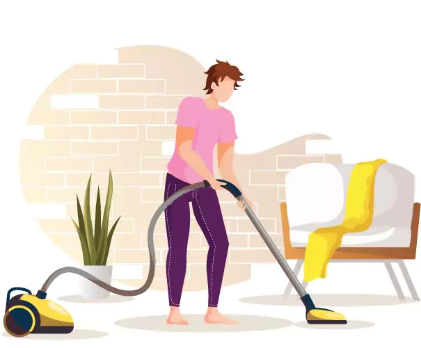 a man vacuuming his house in Abbotsford