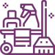 purple cleaning trolley icon