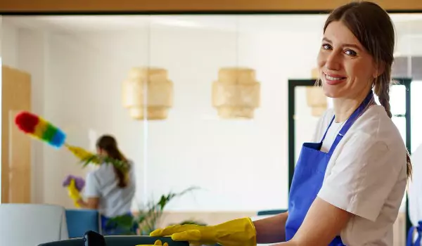 woman performing cleaning tasks