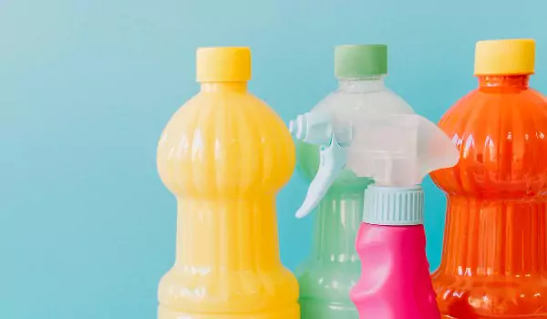 some cleaning products in a frame