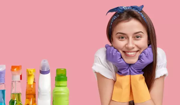 woman with some cleaning products