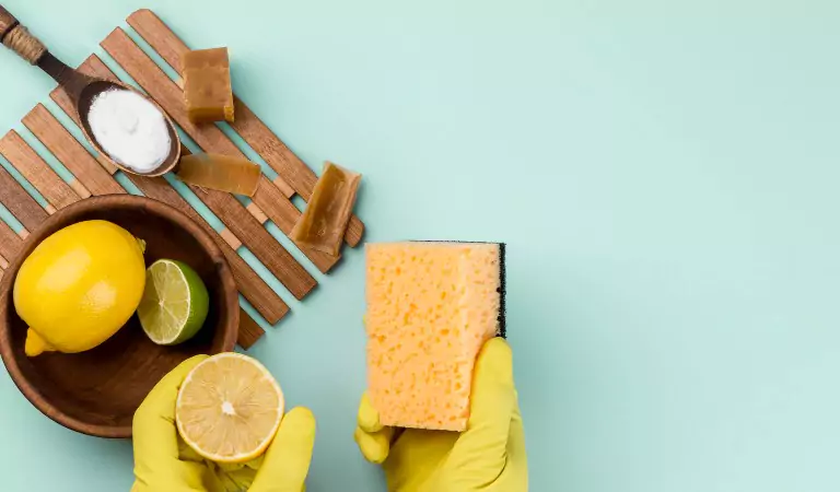 some lemons and baking soda in a frame