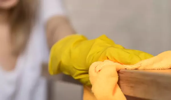 cropped picture of a person dusting a house