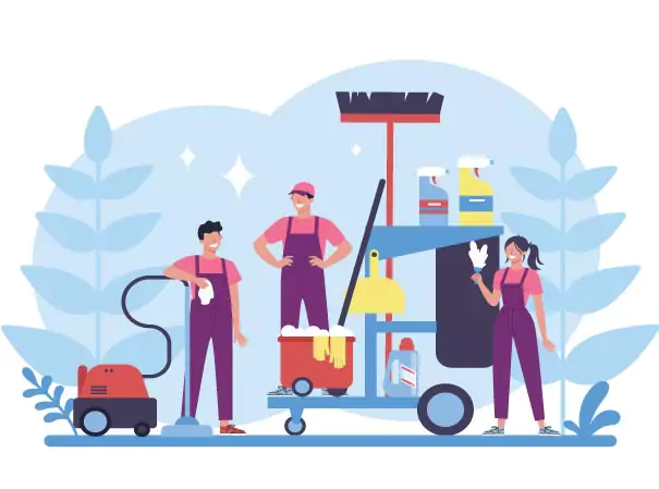 cleaning professionals in Abbotsford with tools and equipment