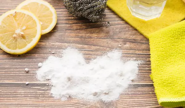 some natural cleaning agents in a frame