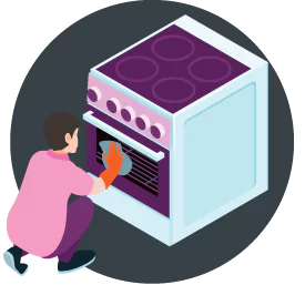 trained cleaner wiping the oven