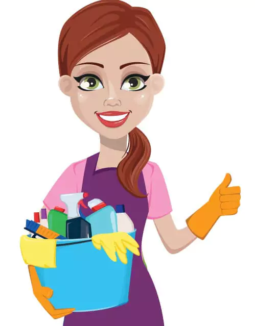 A woman performing end of lease cleaning in Melbourne with a bucket of supplies